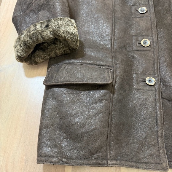 Vintage Flash Leather Sheepskin Shearling Lined Women’s Via Button Up Size Med - Picture 3 of 12
